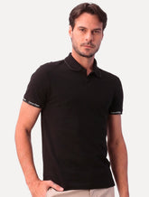 Polo Calvin Klein Masculina Piquet Slim Básica Friso Logo Punho Preta