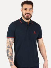 Polo Tommy Hilfiger Masculina Regular Holiday Crest Azul Marinho