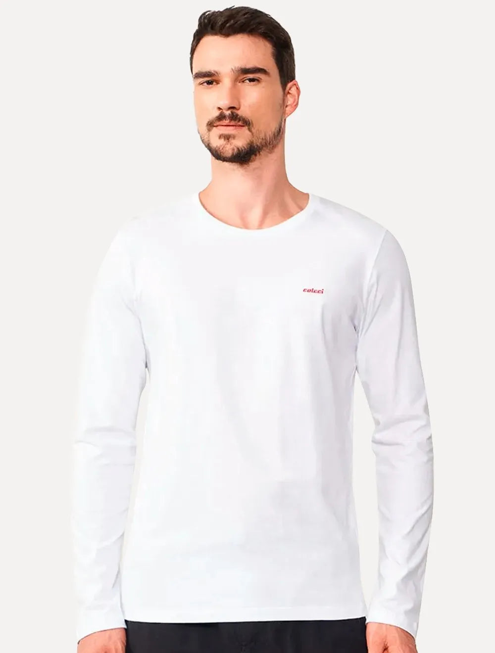 Camiseta Colcci Masculina Manga Longa Logo Branca