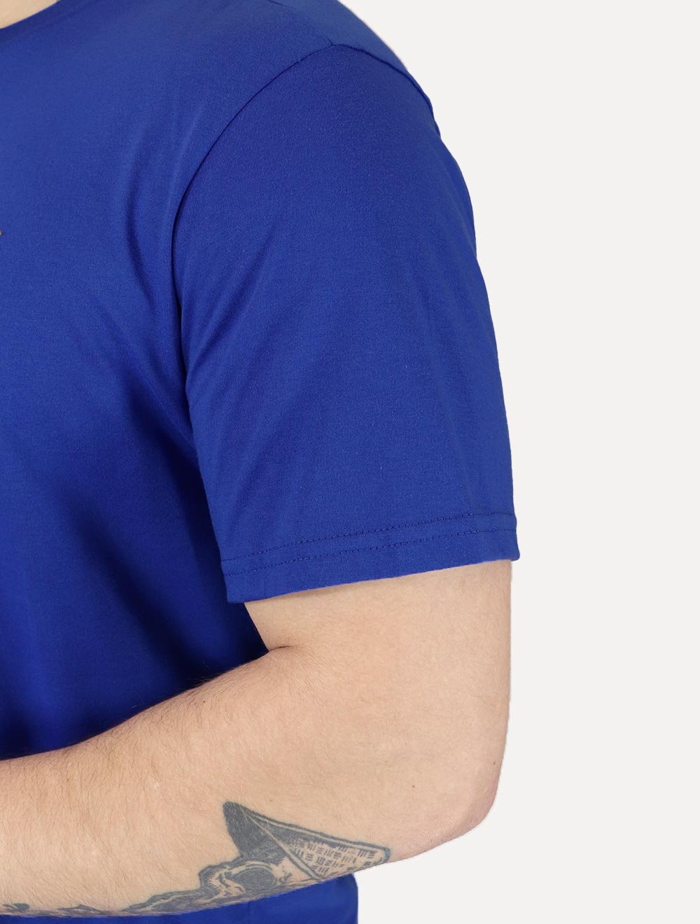 Camiseta Tommy Jeans Masculina Core Linear Gold Logo Azul Royal