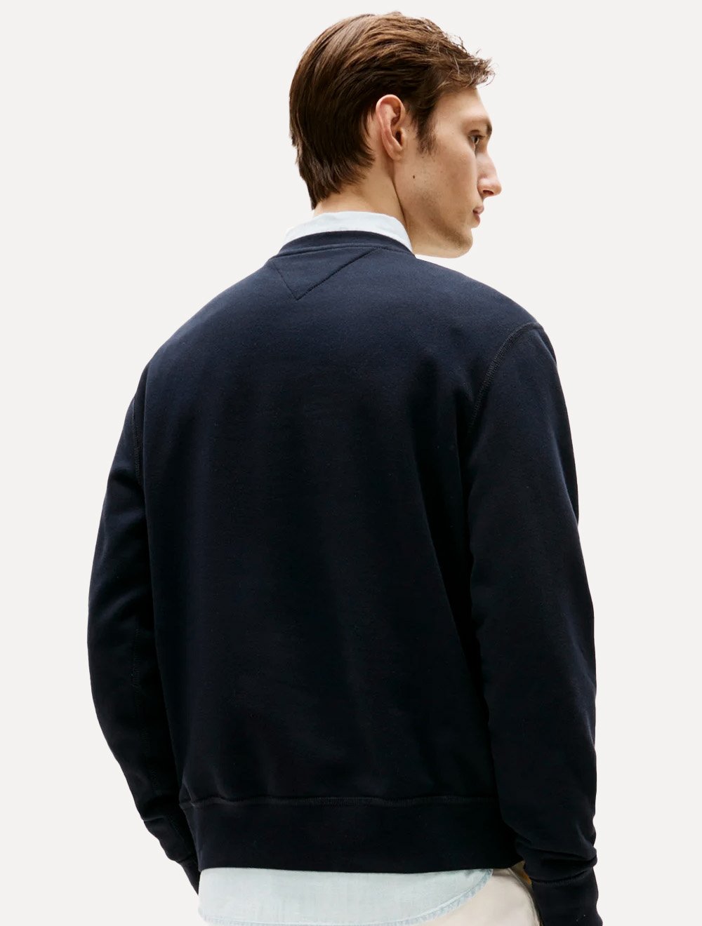 Moletom Tommy Hilfiger Masculino Essential Fleece Crewneck Flag Azul Marinho