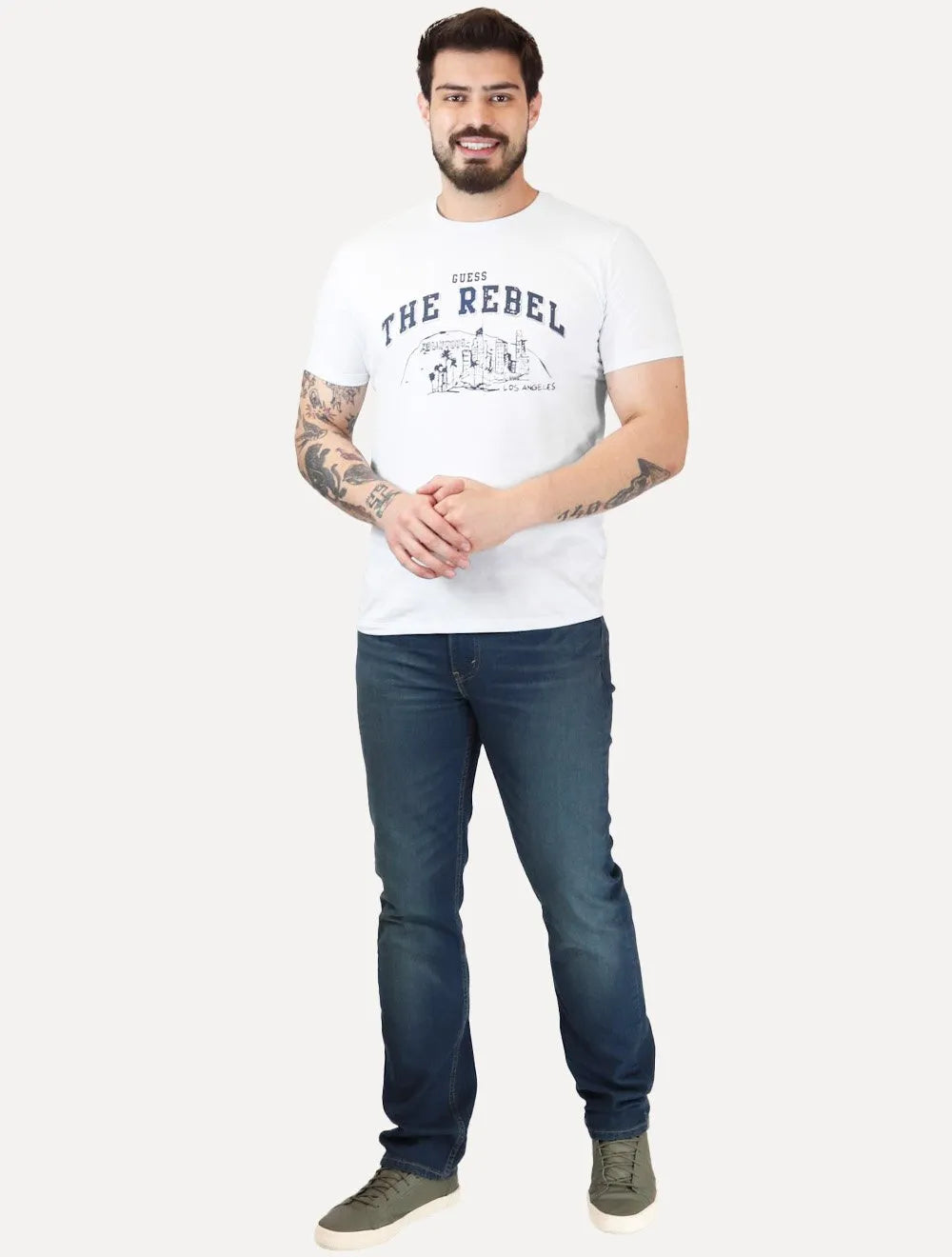 Camiseta Guess Masculina Los Angeles The Rebel Branca