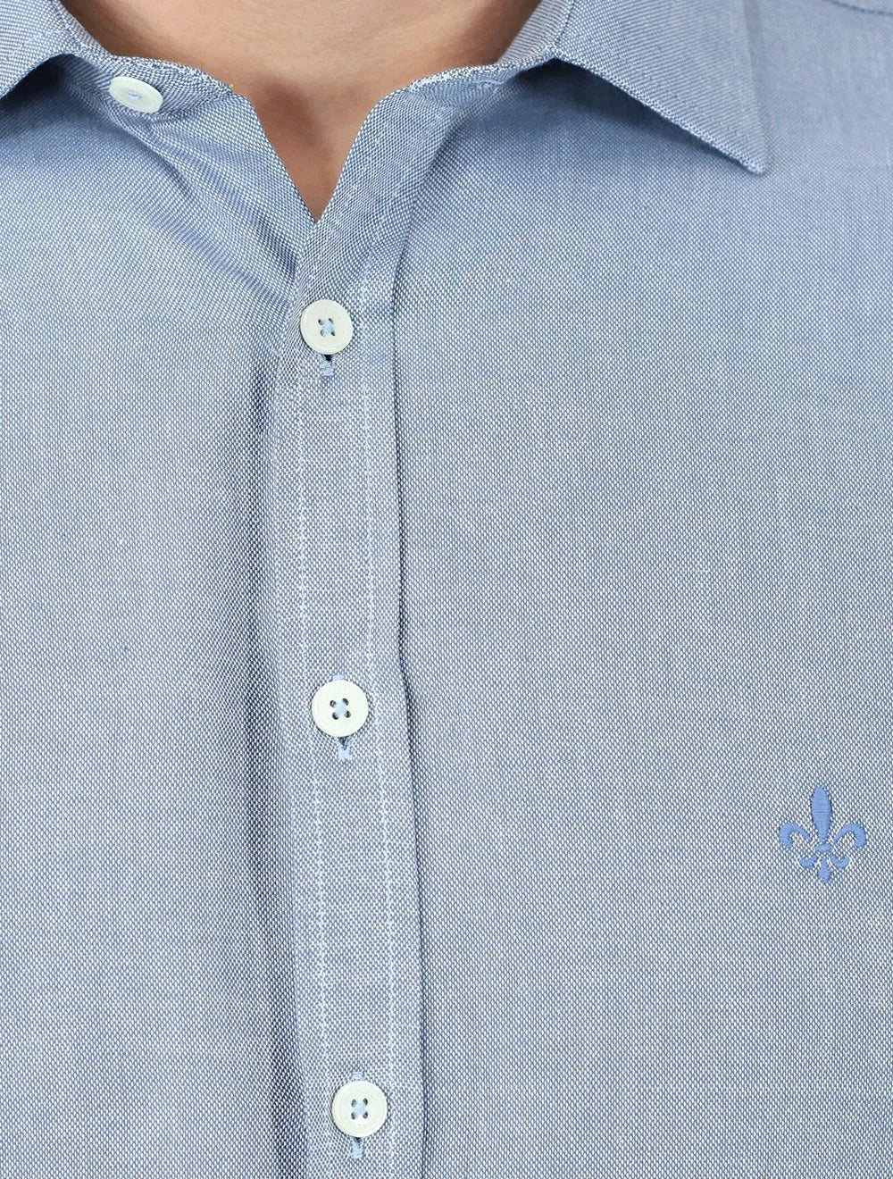 Camisa Dudalina Masculina Slim Fit Superfine Cotton Azul Mescla