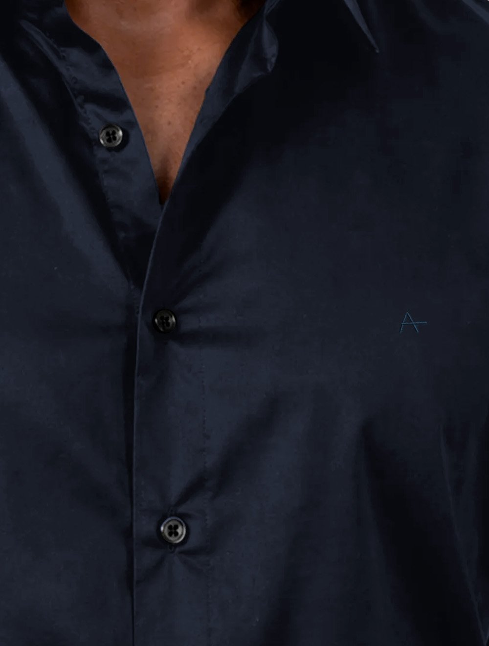 Camisa Aramis Masculina Manga Curta Slim Cetim Hudson Azul Marinho