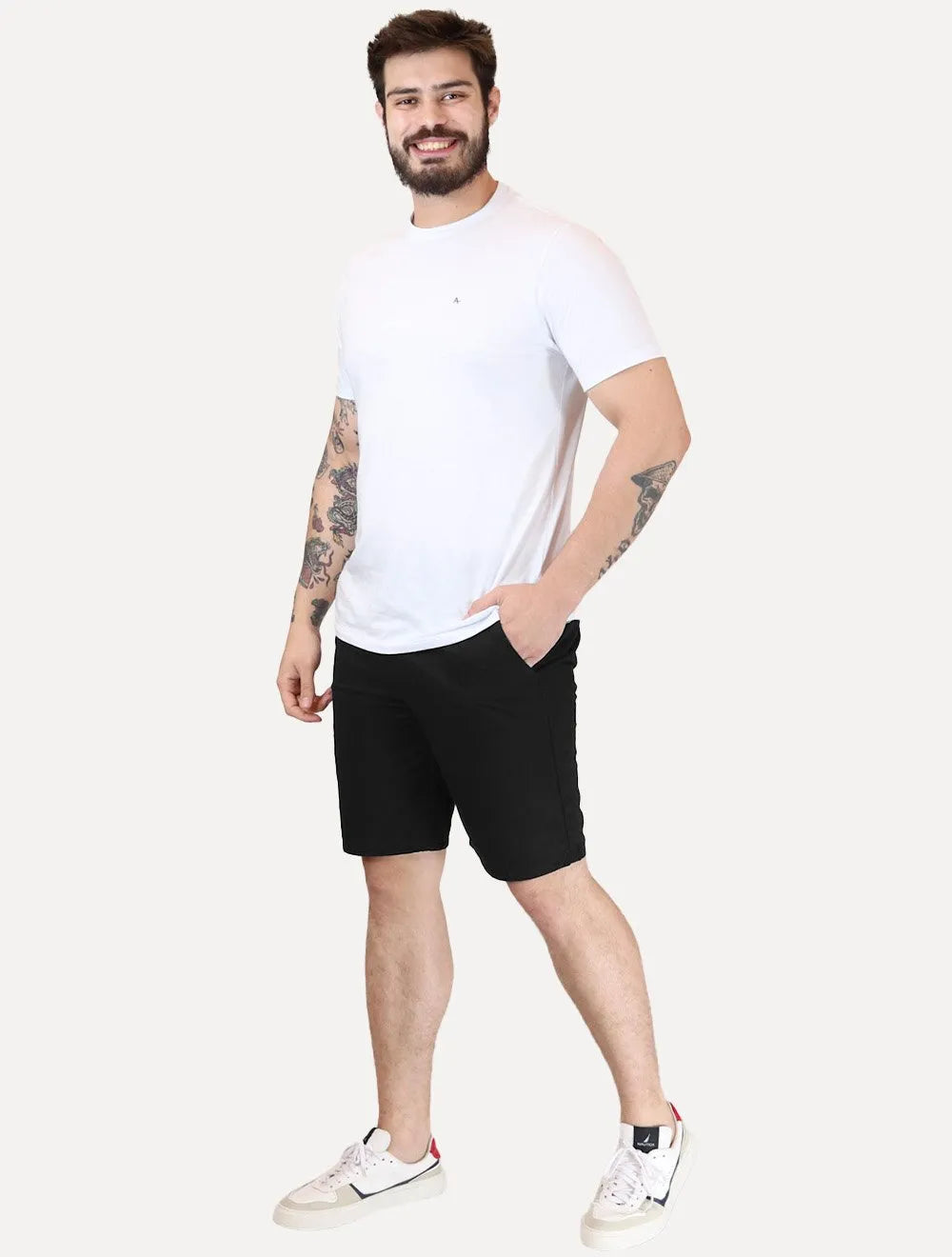 Bermuda Levis Masculina Sarja Chino Straight Preta