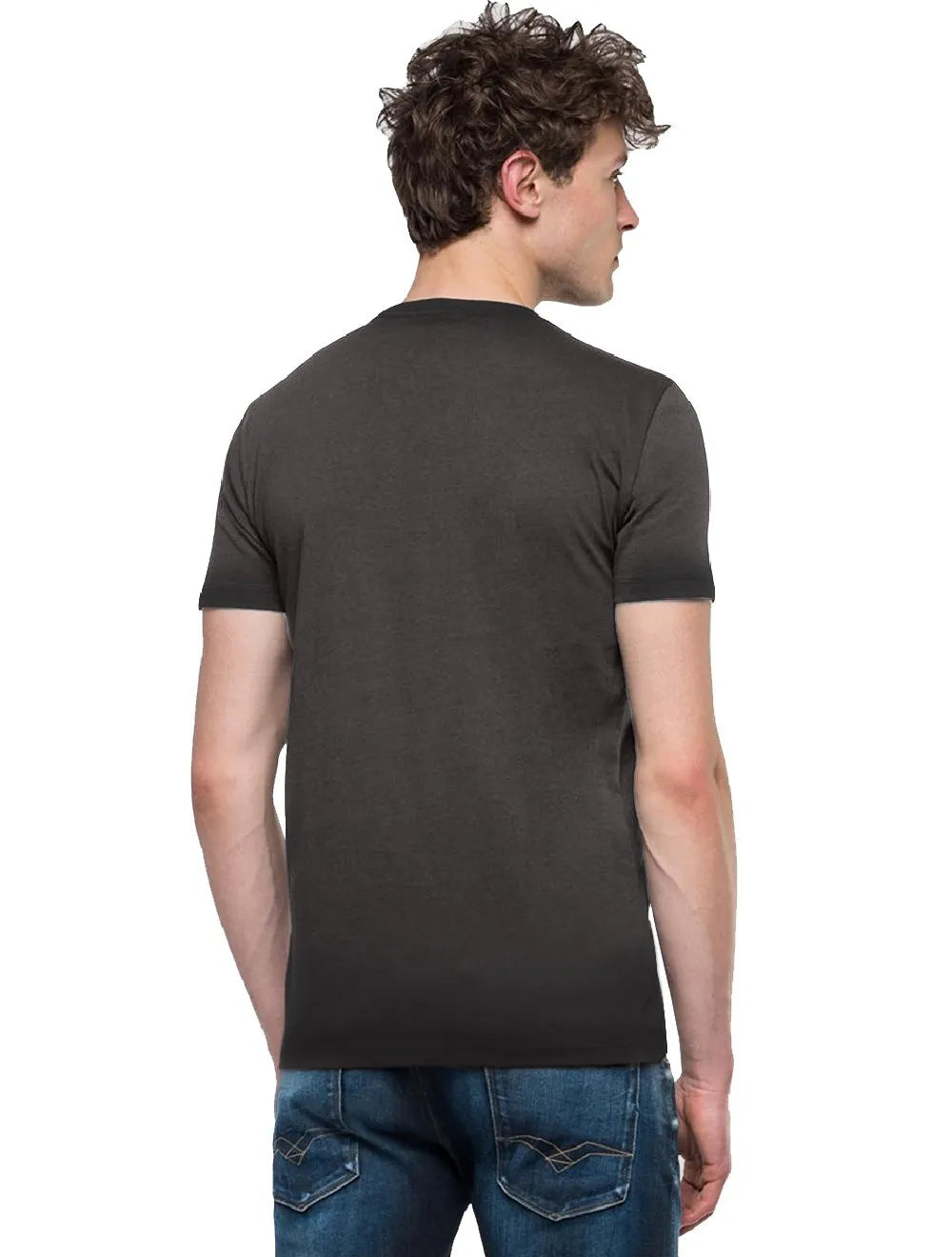 Camiseta Replay Masculina Helmet Skull Grafite