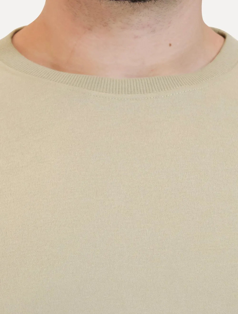 Moletom Masculino Crewneck Liso Cáqui Claro