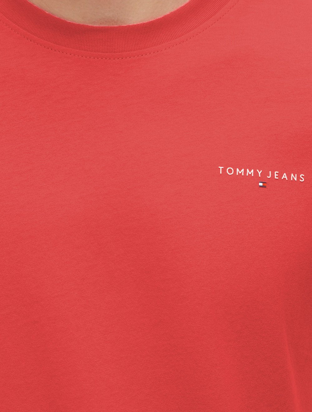 Camiseta Tommy Jeans Masculina Slim Linear Chest Vermelho