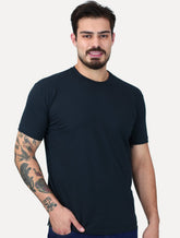 Camiseta K&J Black Cotton Flex Slim Azul Marinho
