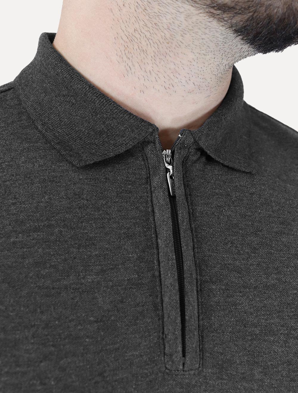 Polo Aramis Masculina Piquet Ziper Grafite Mescla