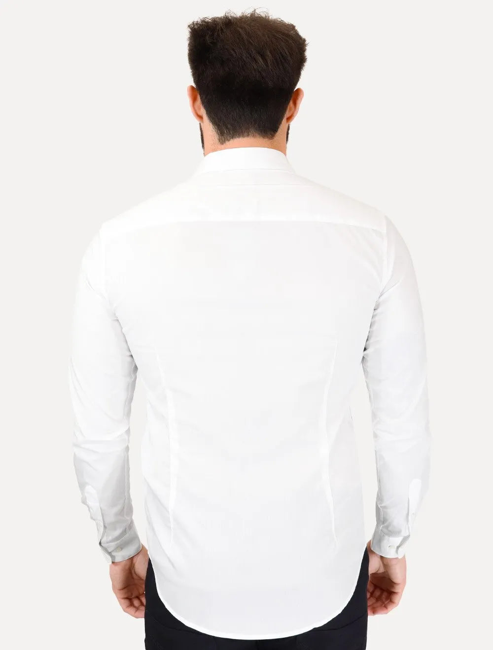 Camisa Empório Armani Masculina Stretch Embroidered Mono Logo Branca