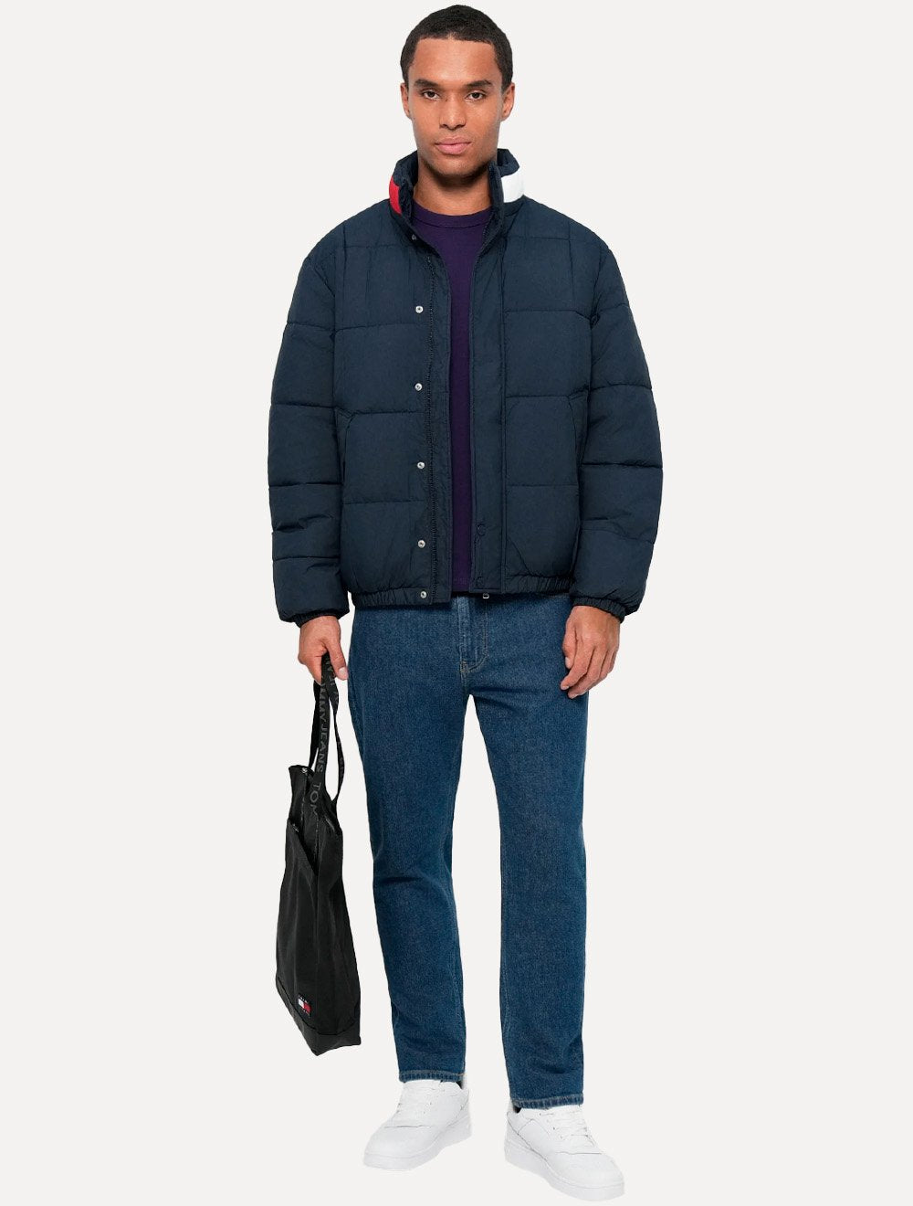 Jaqueta Tommy Hilfiger Masculina Puffer Collar DNA Azul Marinho