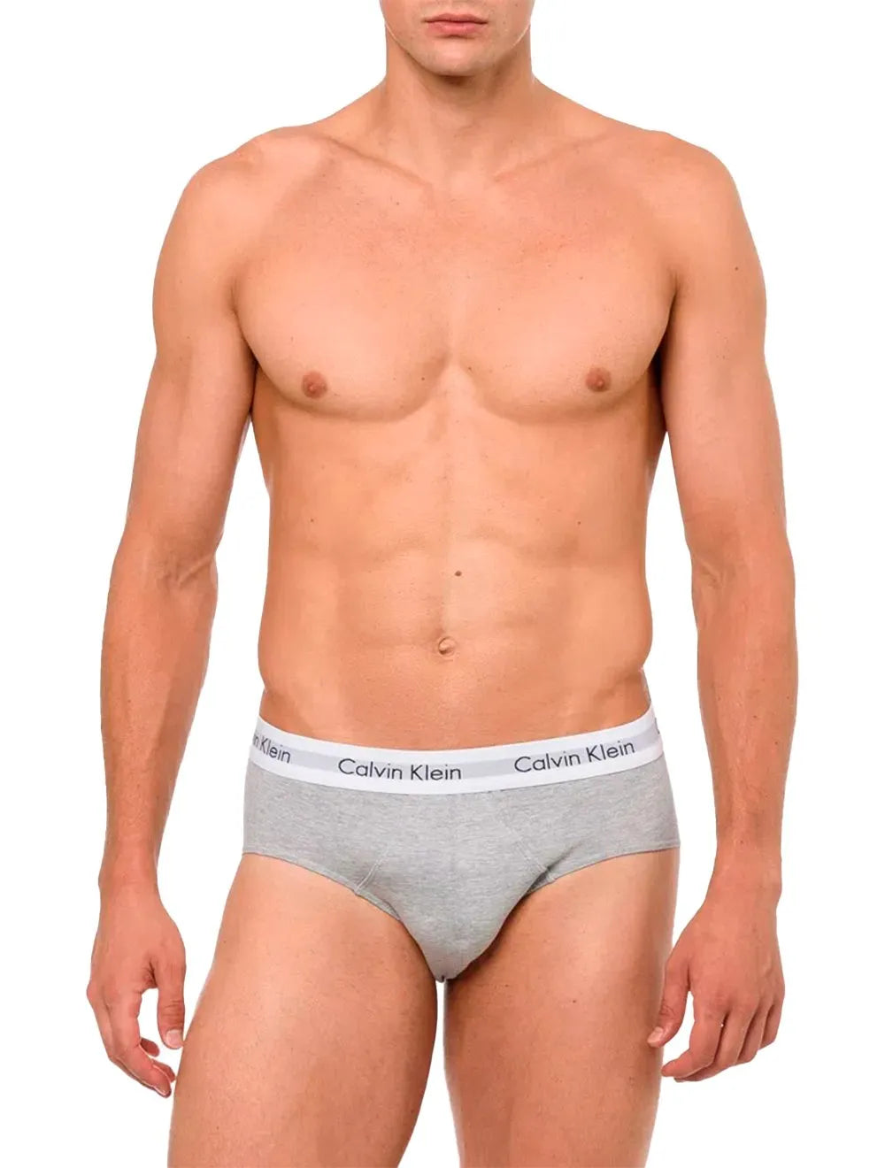 Cueca Calvin Klein Brief Cotton Stretch Classic Preta/ Branca/ Mescla Pack 3UN