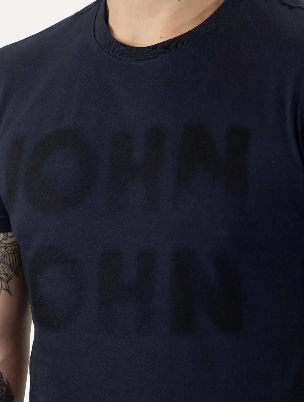 Camiseta John John Masculina Slim Logo Brush Azul Marinho