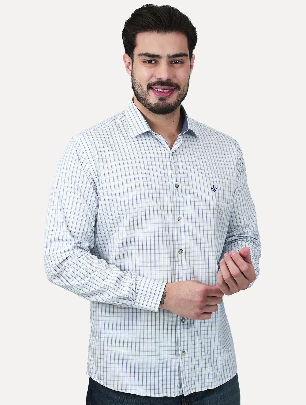 Camisa Dudalina Masculina Slim Fit Superfine Cotton Listrada Azul Claro