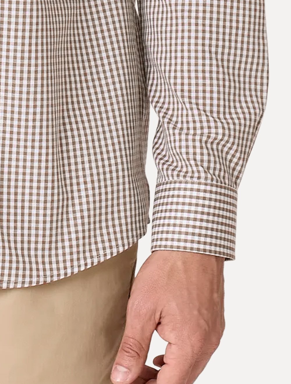 Camisa Dudalina Masculina Comfort Superfine Regular Xadrez Mono Logo Marron Claro