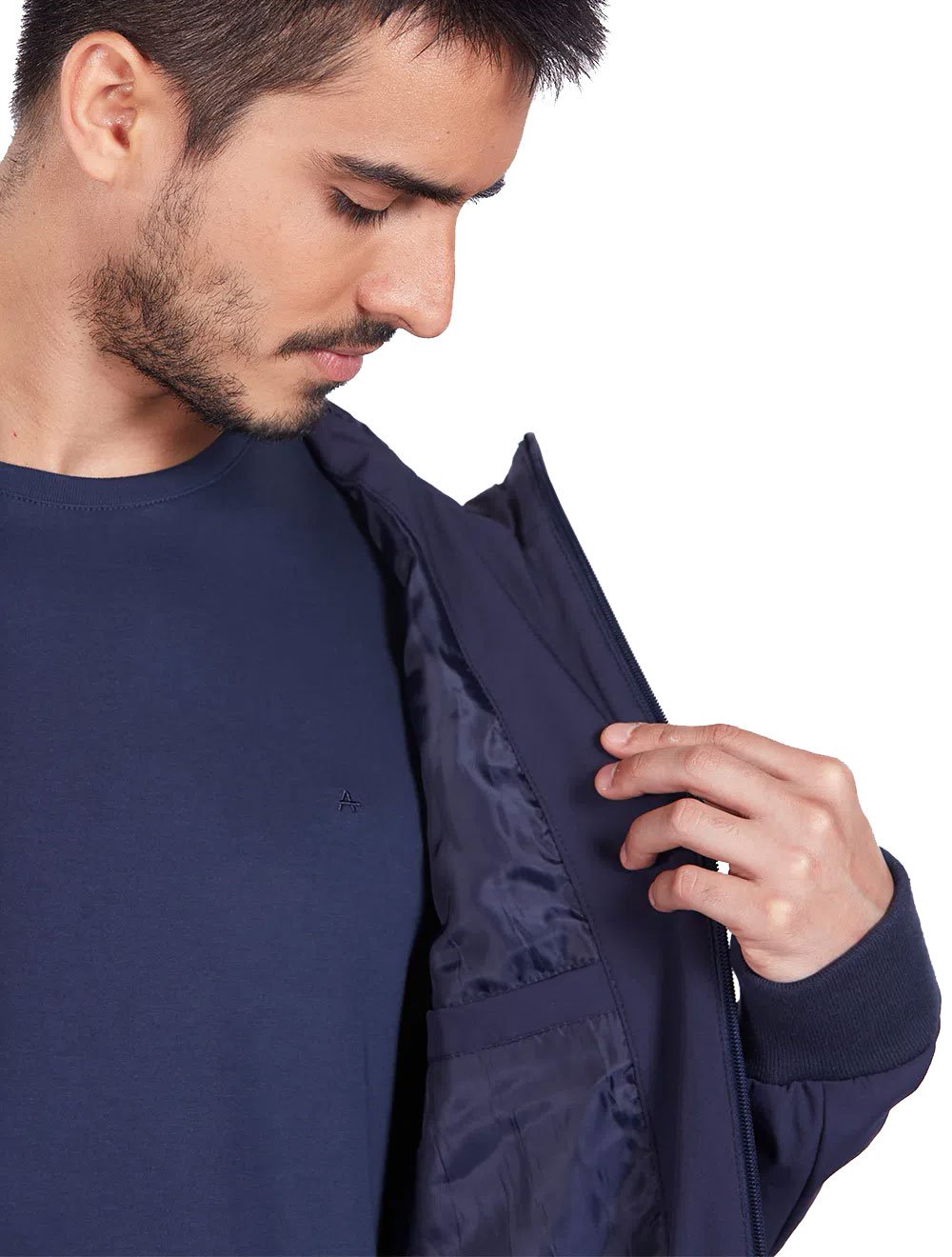 Jaqueta Aramis Masculina Hoodie Nylon Bomber Superflex Azul Marinho