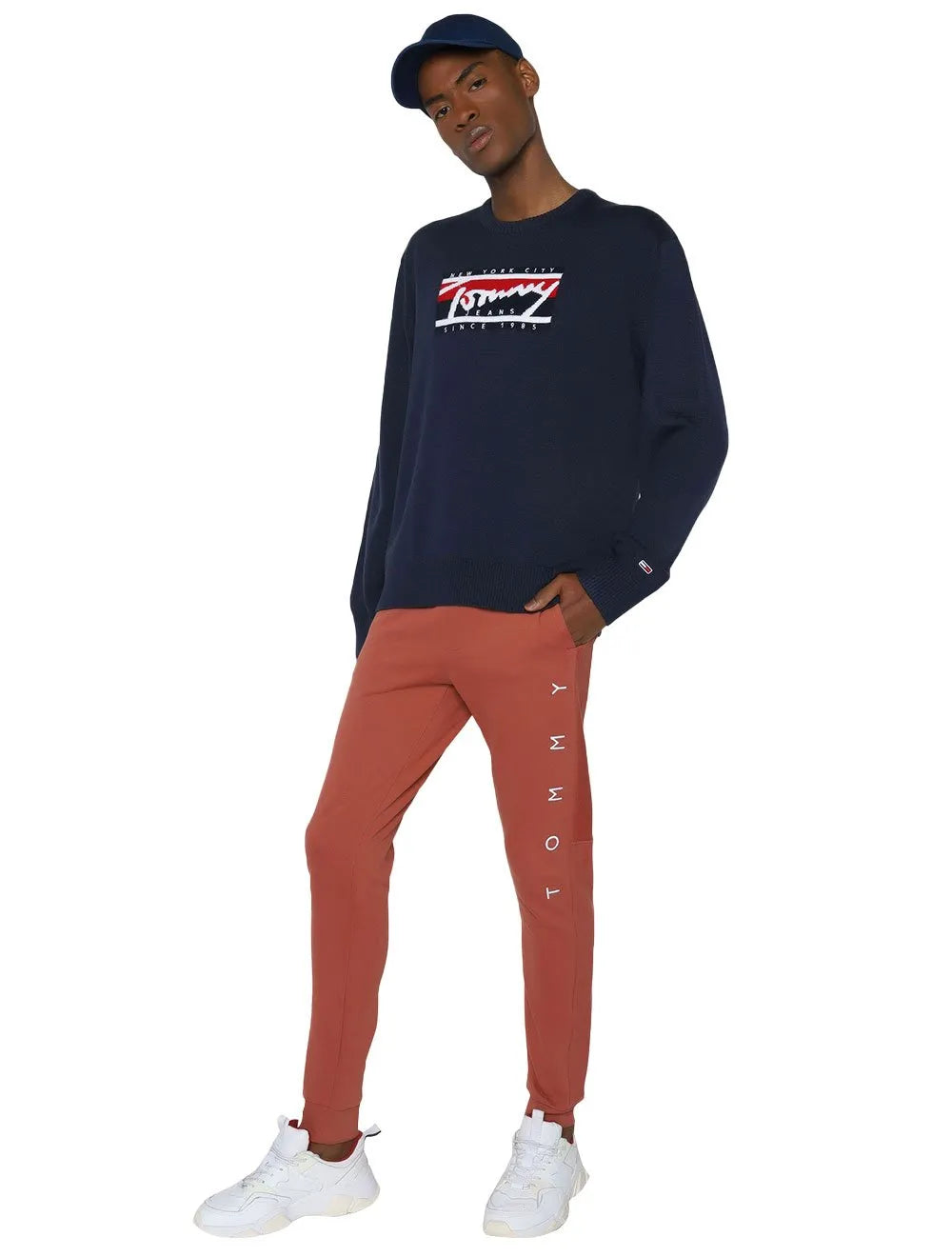 Suéter Tommy Jeans Masculino C-Neck Graphic Flag Sweater Azul Marinho