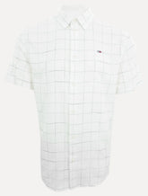 Camisa Tommy Jeans Masculina Manga Curta Regular Xadrez Check Branca