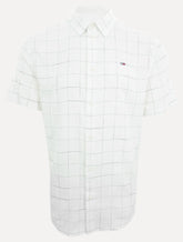 Camisa Tommy Jeans Masculina Manga Curta Regular Xadrez Check Branca