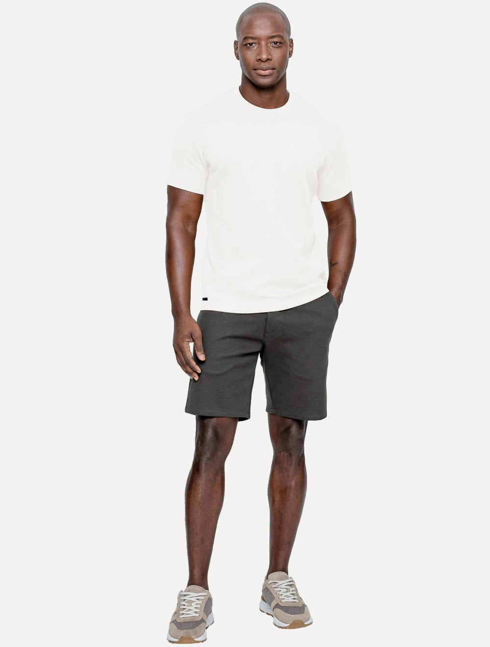 Camiseta K&J Black Masculina Slim Pima Cotton Premium Off-White