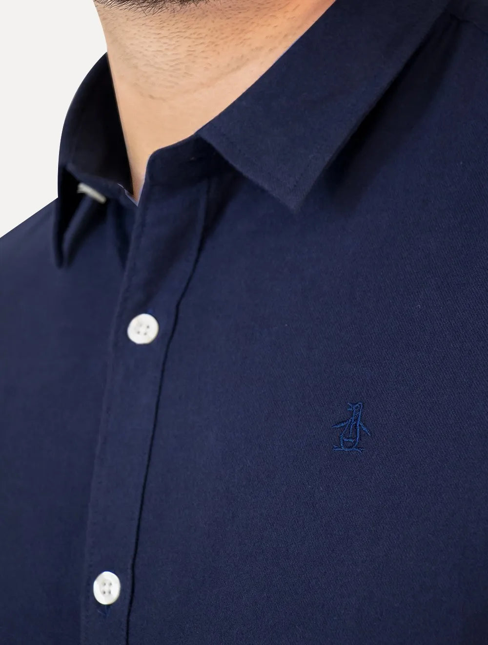 Kit Camisas Original Penguin | Masculina Regular Flanela e Oxford Azul Claro Mescla /Azul Marinho