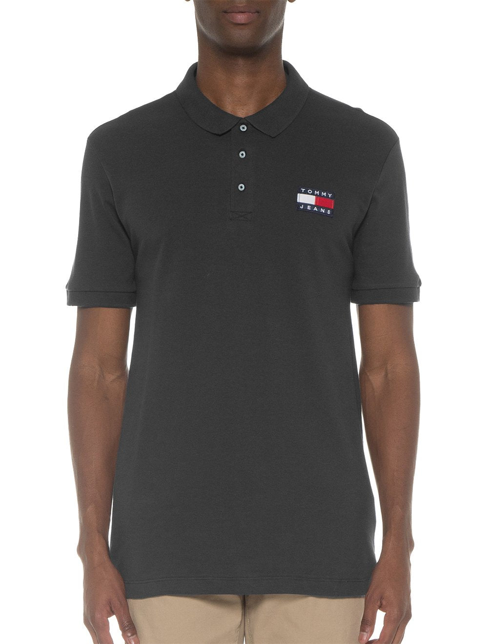 Polo Tommy Jeans Masculina Regular Flag Badge Preta