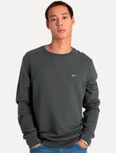 Moletom Tommy Jeans Masculino Fleece Flag Crewneck Chumbo