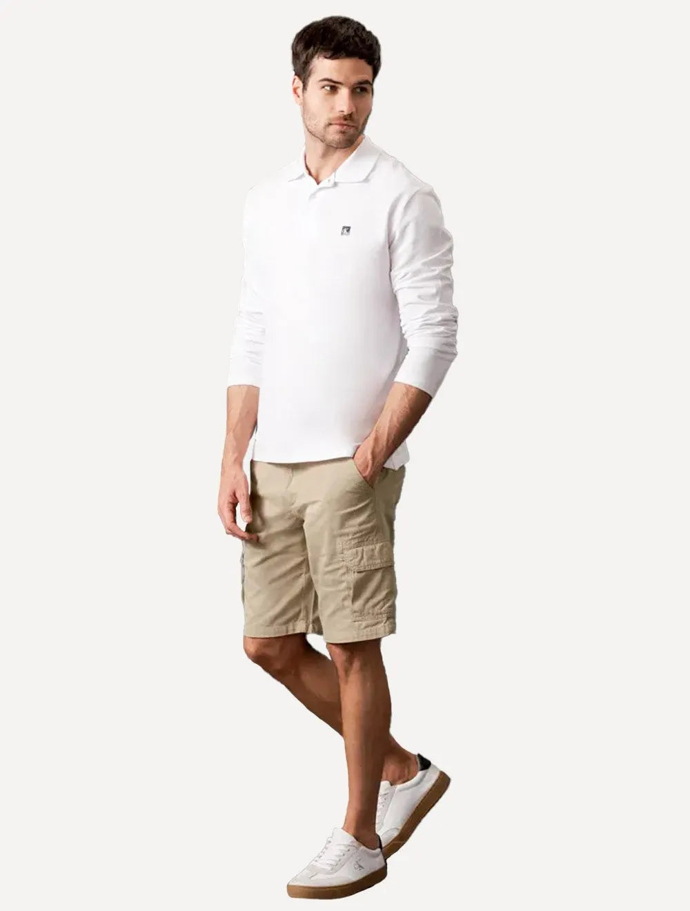 Bermuda Calvin Klein Jeans Masculina CK Mono Cargo Cáqui