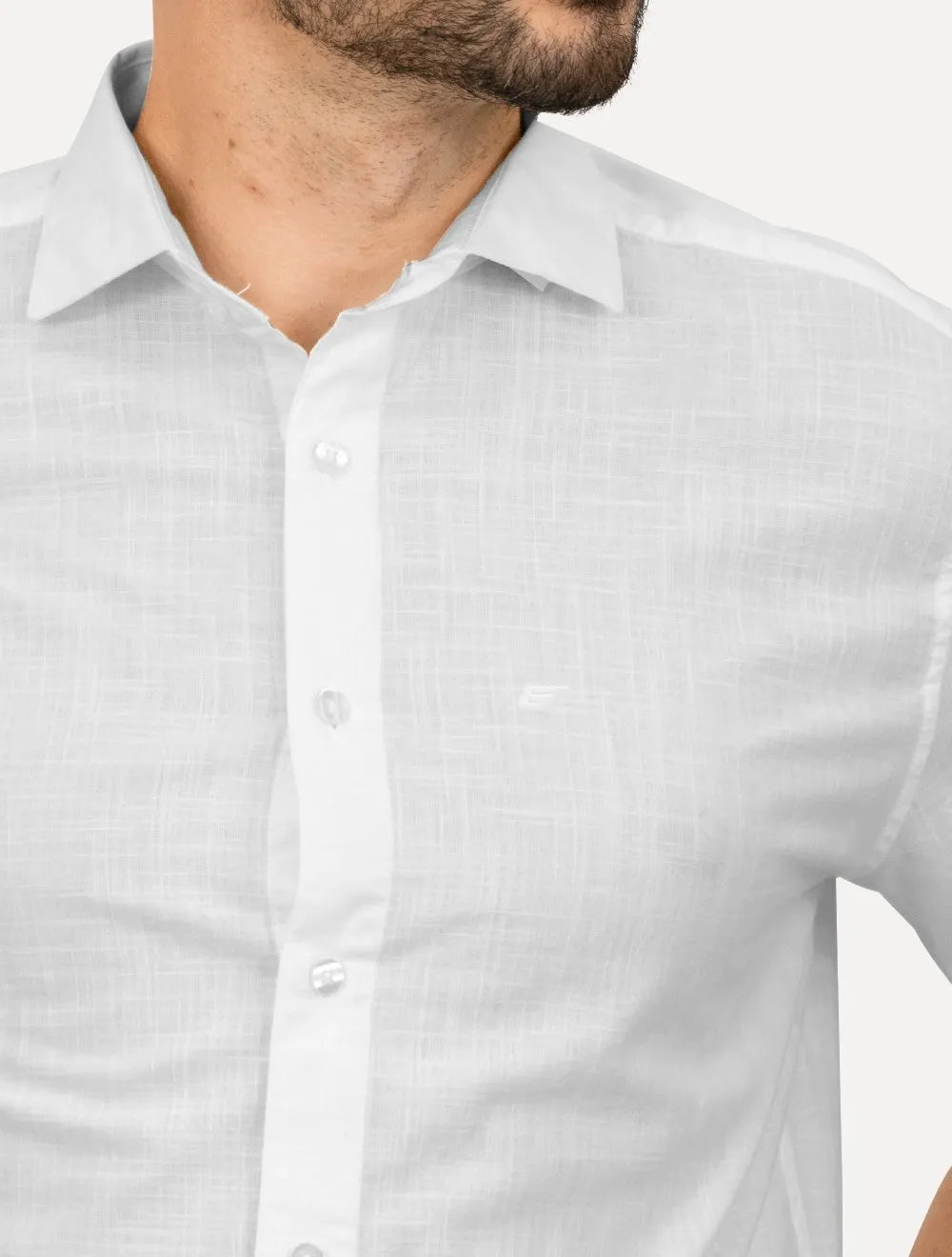 Camisa Ellus Masculina Regular Manga Curta Linen Like Surf New Italian Branca
