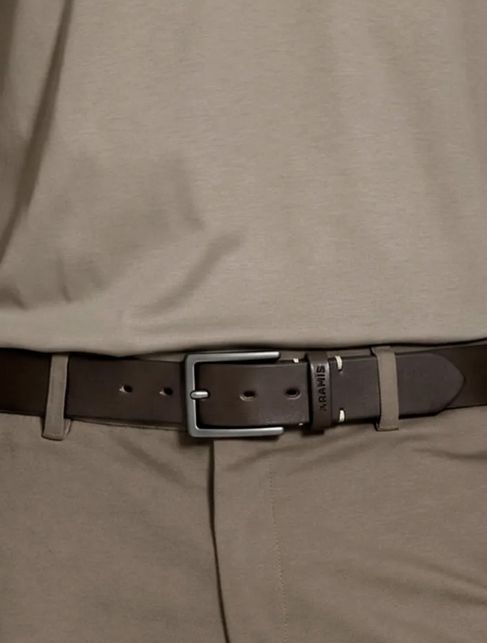 Cinto Aramis Masculino Basico Couro Simples Marron Café