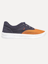 Tênis Nautica Masculino Sailboat Logo Fanton Lona Caqui Escuro/Azul Marinho