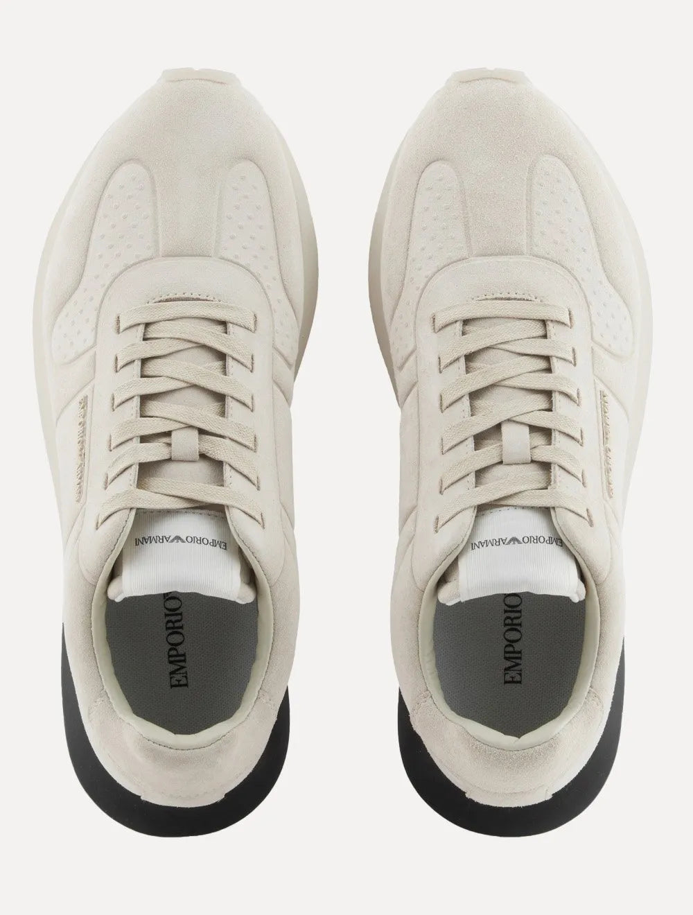 Tênis Empório Armani Masculino Couro Textura Camurça Off White