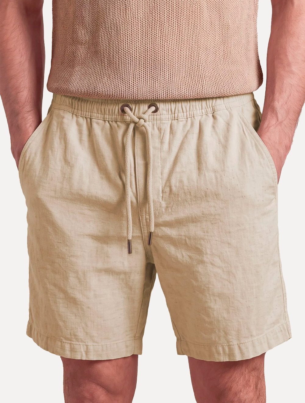 Bermuda Reserva Masculina Casual Cadarço Linho Areia