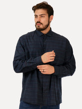 Camisa Dudalina Masculina Comfort Linen Blend Azul Marinho