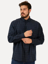 Camisa Dudalina Masculina Comfort Linen Blend Azul Marinho