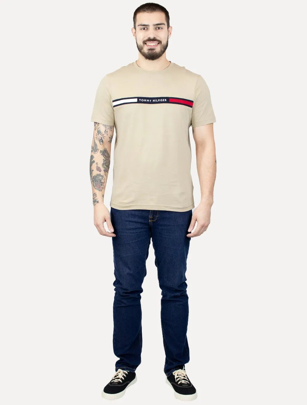 Camiseta Tommy Hilfiger Masculina Chest Insert Logo Cáqui Claro