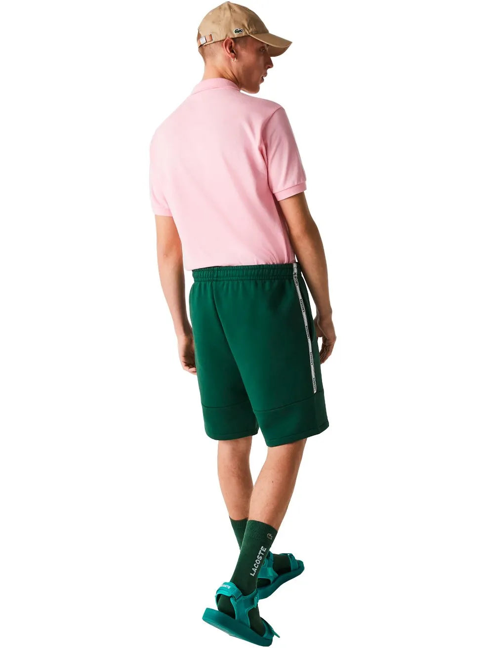 Bermuda Lacoste Masculina Moletom Fleece Signature Sash Verde