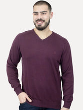 Suéter Dudalina Masculino Tricot V-Neck Básico Bordô