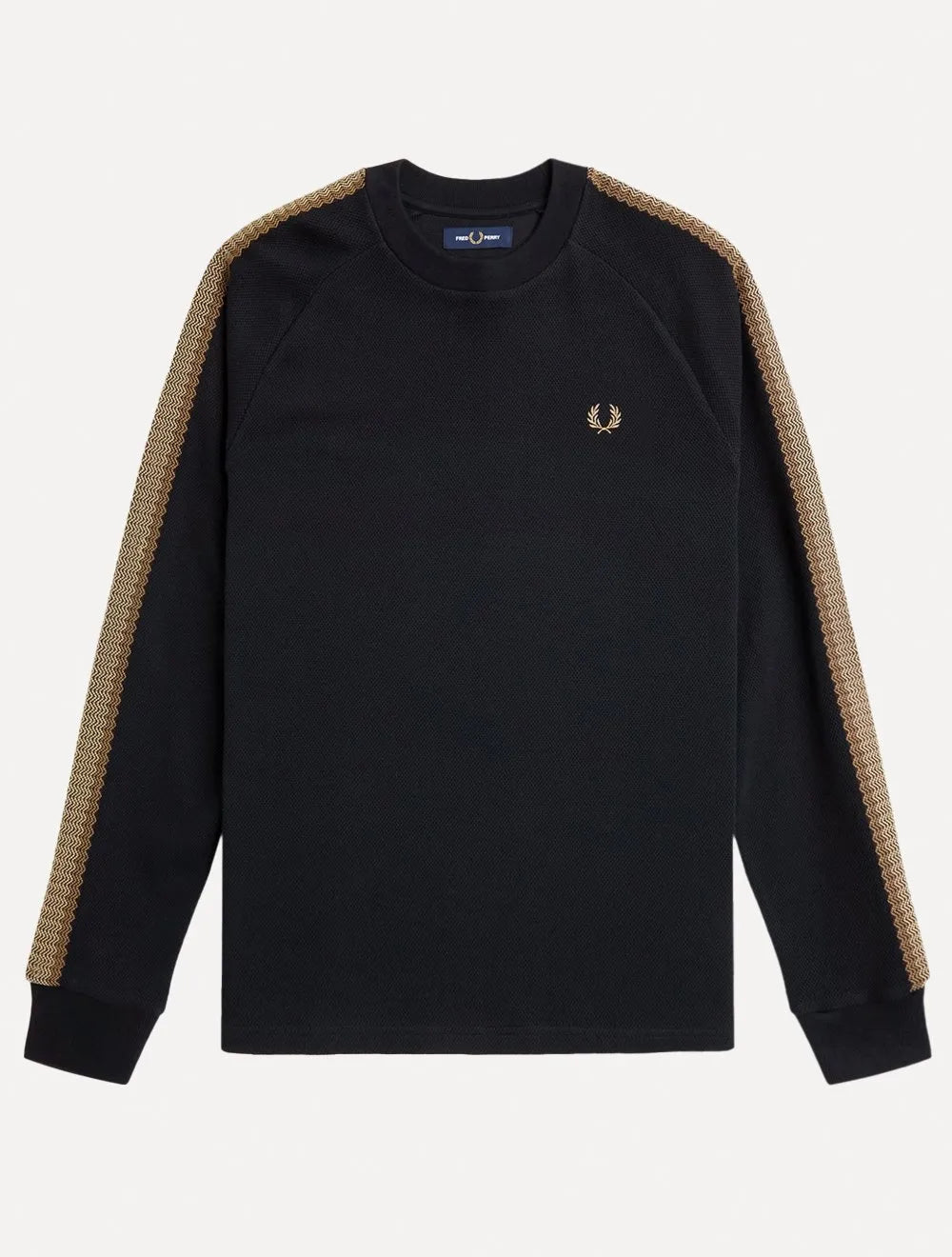 Blusa Fred Perry Masculina Crochet Taped Track Preta