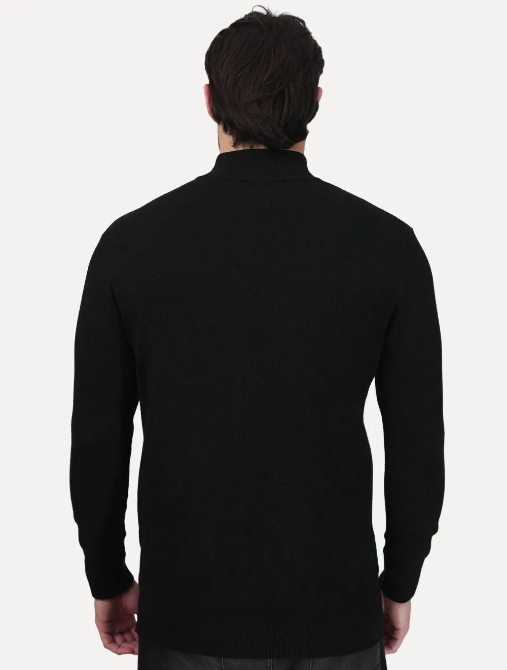 Suéter Dixen Masculina Tricot Manga Longa com Ziper Frontal Preta