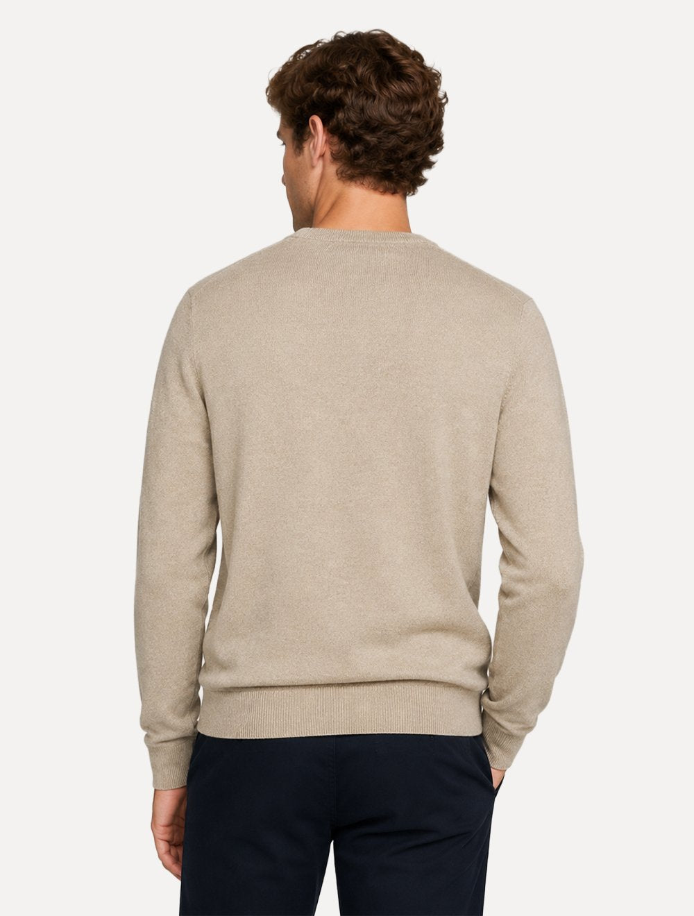 Suéter Tommy Hilfiger Masculino Signature V-Neck Cáqui Claro