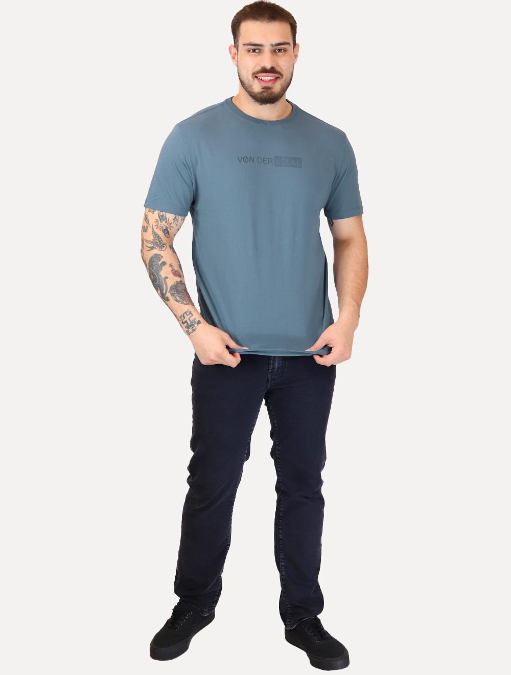Camiseta Von der Volke Masculina Origineel Lettering Azul