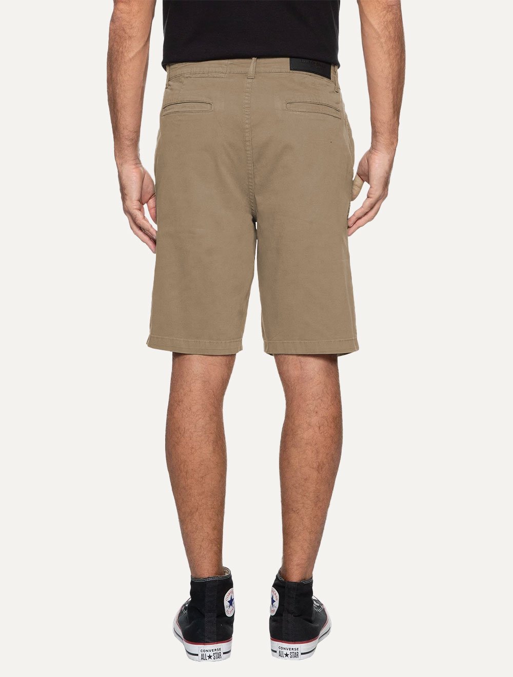 Bermuda Ellus Masculina Sarja Slim Color Twill Power Cáqui