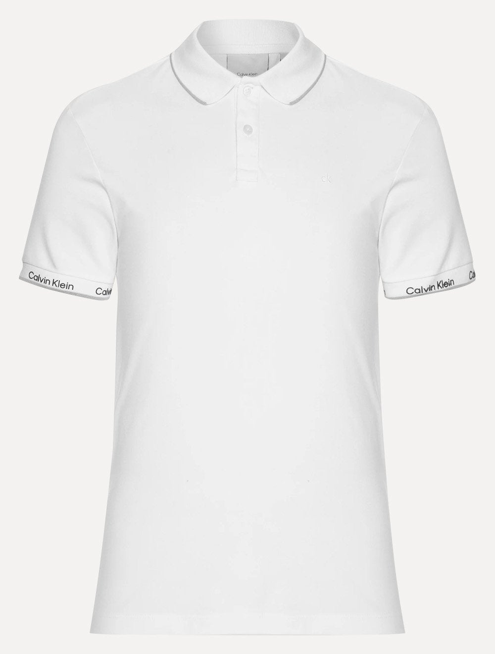 Polo Calvin Klein Masculina Piquet Slim Básica Friso Logo Punho Branca