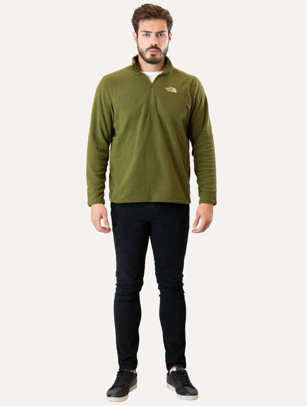 Blusa The North Face Masculina Fleece TKA 100 Glacier 1/4 Zip Verde Oliva