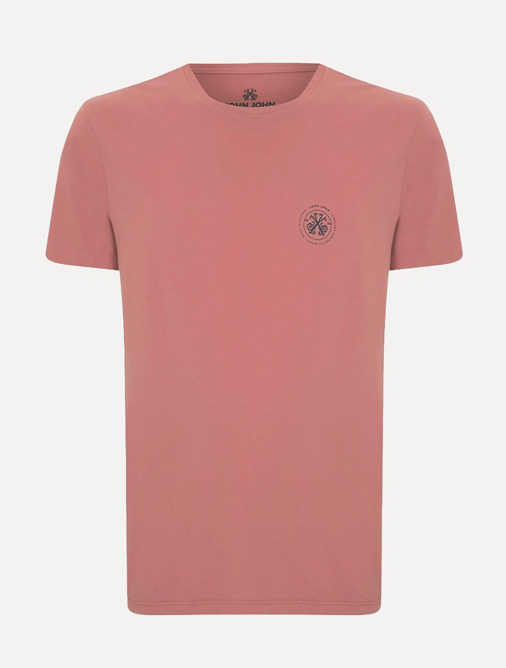 Camiseta John John Masculina Regular Fit Brand Circle Rosa Médio