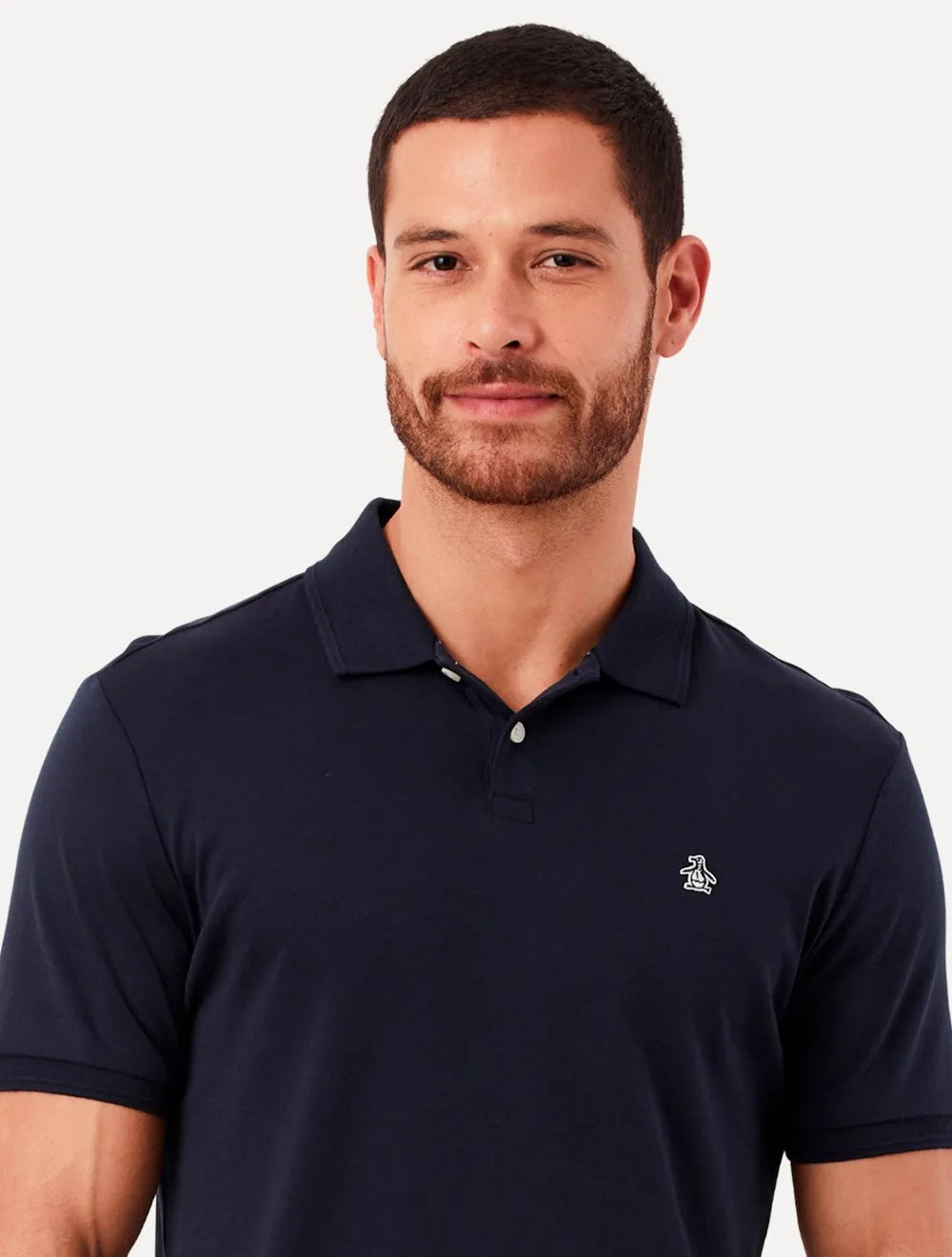 Polo Original Penguin Masculina Piquet Lisa Patch Azul Marinho