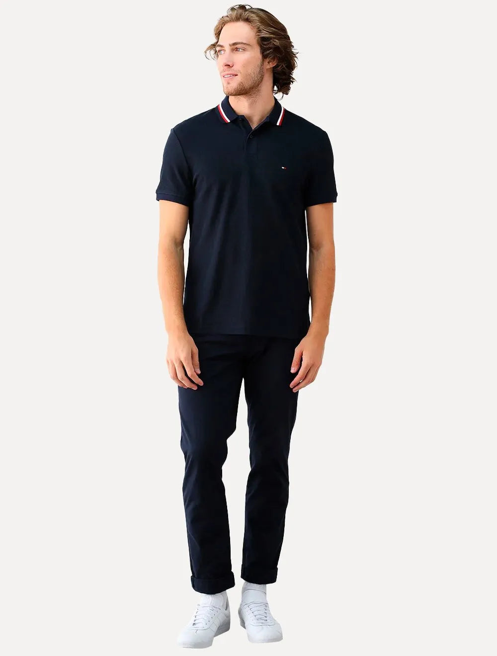 Polo Tommy Hilfiger Masculina Regular Fit Collar Azul Marinho