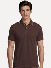 Polo Aramis Masculina Piquet White Friso Bordô Escuro